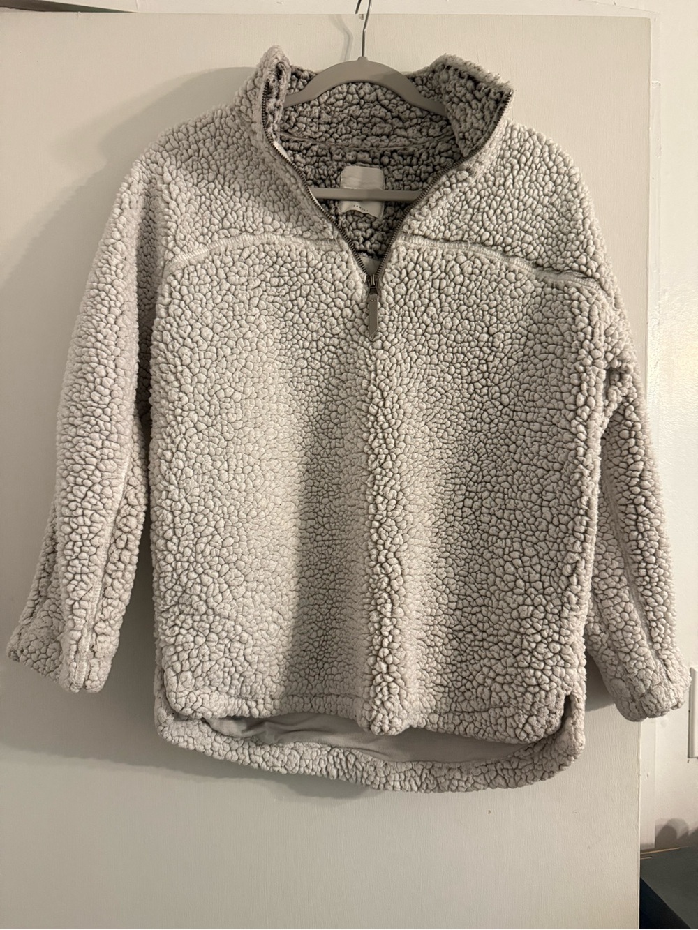 Elodie Plush Sherpa Quarter-Zip Jacket - Light Gray